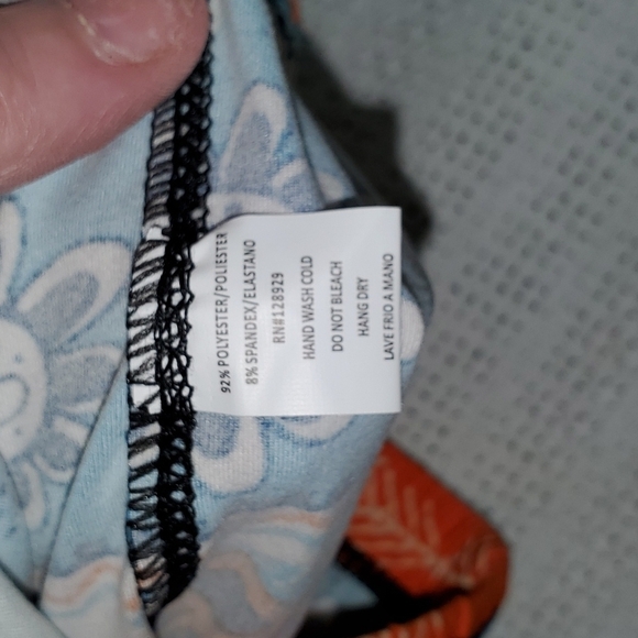 New Mix Graphic Colorful Elastic Pullon Thick Winter Orange & Teal Sz PLUS Pants - Picture 3 of 10